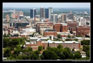 A view of the city from above.